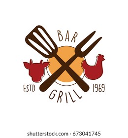 Green bar estd 1969 logo template hand drawn colorful vector Illustration
