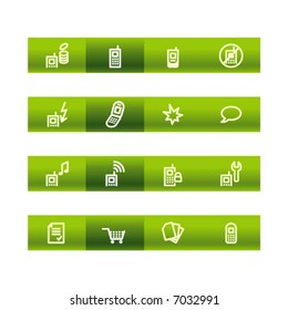 Green bar mobile phone icons. Vector file has layers, all icons in two versions are included.