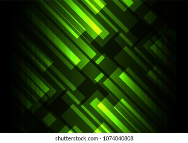 green bar overlap in dark background, stripe layer backdrop, technology template, vector illustration