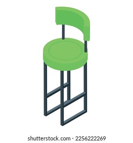 Green bar stool icon isometric vector. Modern chair. Wooden furniture