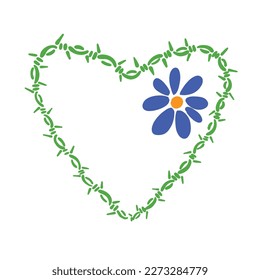 Green Barbed wire shaped heart with flowers,suitable to make your graphic design more lovely, best resource for your design.