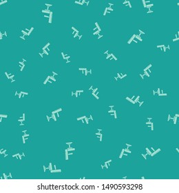 Green Barbershop chair icon isolated seamless pattern on green background. Barber armchair sign.  Vector Illustration