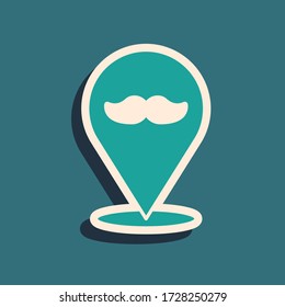 Green Barbershop icon isolated on green background. Hairdresser logo or signboard. Long shadow style. Vector Illustration