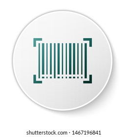 Green Barcode icon isolated on white background. White circle button. Vector Illustration