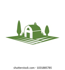 Green Barn Farm logo flat vector illustration