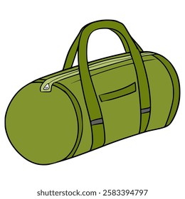 green barrel bag illustration hand drawn isolated vector