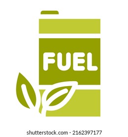 Barril verde de biocombustible con la palabra FUEL y hojas verdes. Industria ecológica, medio ambiente y energía alternativa. Vector