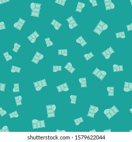 Green Barrel oil icon isolated seamless pattern on green background.  Vector Illustration