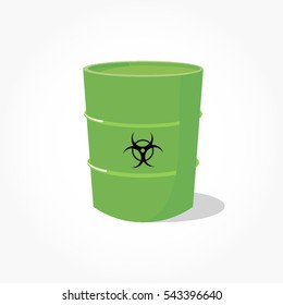 a green barrel with toxic mark on it. toxic drum with lighting and shadow effect