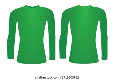 Green Base Layer Long Sleeve T Shirt. Vector