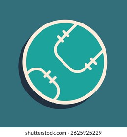 Green Baseball ball icon isolated on green background. Long shadow style. Vector