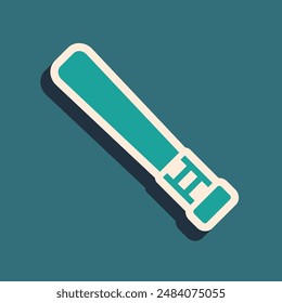 Green Baseball bat icon isolated on green background. Long shadow style. Vector