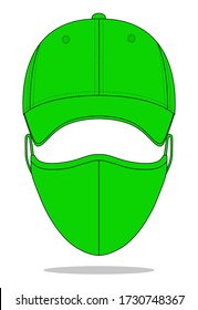 Green Baseball Cap & Anti Dust Mask Fabric Vector For Template