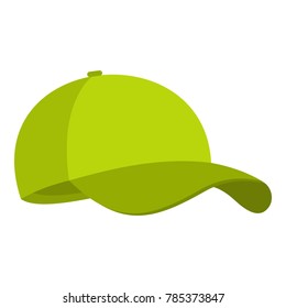 Green baseball cap icon. Flat illustration of green baseball cap vector icon for web.