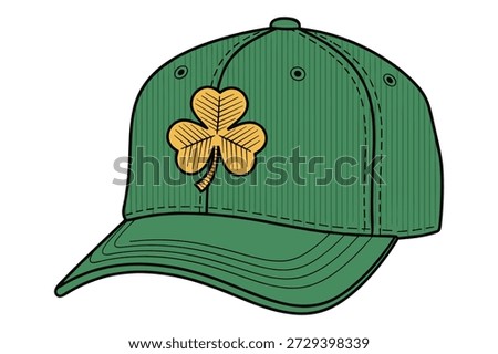 Green baseball cap with yellow shamrock. Irish themed accessory for st patricks day.