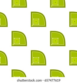 Green baseball field pattern seamless background in flat style repeat vector illustration