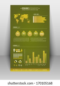 Green based ecologic infographic element for the web and print usage