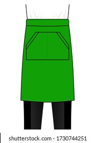 Green Basic Chef Waist Half Aprons With Double Pockets.