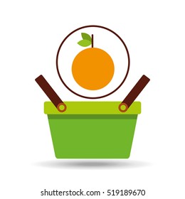 green basket fresh orange design icon vector illustration