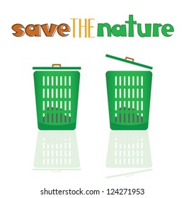 green basket with message vector illustration on white