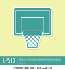 Green Basketball backboard icon isolated on yellow background.  Vector Illustration