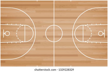 Green Basketball Court Floor With Line Pattern Background. Basketball Field. Vector Illustration.