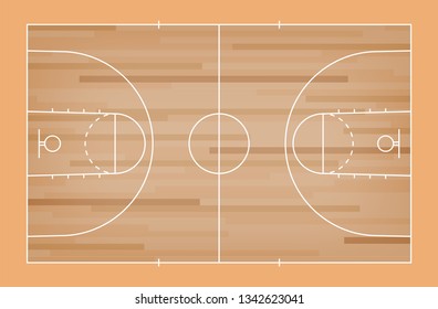 Green basketball court floor with line pattern background. Basketball field. Vector illustration.