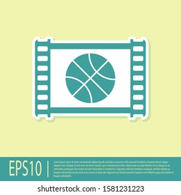 Green Basketball game video icon isolated on yellow background.  Vector Illustration