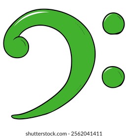 green bass clef sign music illustration hand drawn isolated vector