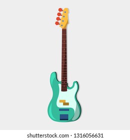green bass guitar vector illustration