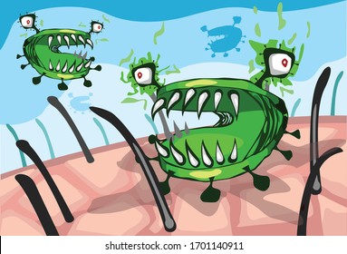 The green battery is attacking the skin.
