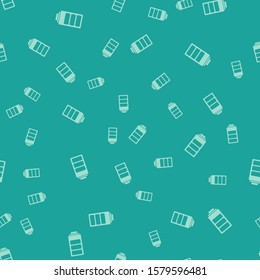 Green Battery charge level indicator icon isolated seamless pattern on green background.  Vector Illustration