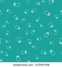 Green Battery charge level indicator icon isolated seamless pattern on green background.  Vector Illustration