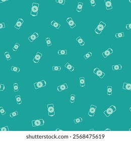 Green Battery charge level indicator icon isolated seamless pattern on green background.  Vector
