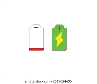 Green battery charged and red battery running out of charge