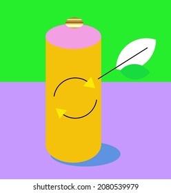 green battery concept, battery wity leaves, green energy