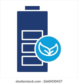 Green Battery Flat Blue Icon Vector Illustration