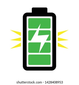  Green battery, full charge. Battery icon.