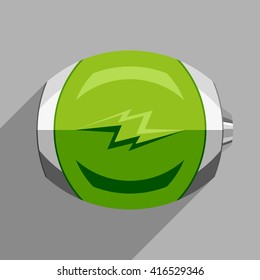 Green battery icon. Flat designed icon for business, presentations, software and more independent projects. Original tube style.