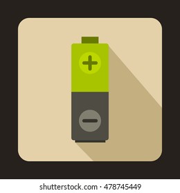 Green battery icon in flat style on a beige background vector illustration