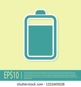 Green Battery icon isolated on yellow background. Flat design. Vector Illustration