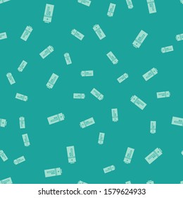 Green Battery icon isolated seamless pattern on green background. Lightning bolt symbol.  Vector Illustration