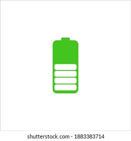 Green battery icon on white background, vector illustration