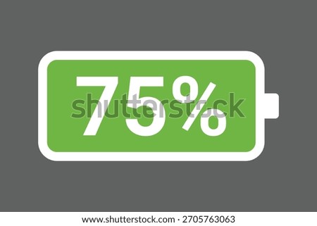 Green Battery Icon Showing 75% Charge – High-Quality Stock Image