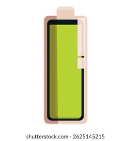 Green battery icon showing almost full charge status, isolated on white background