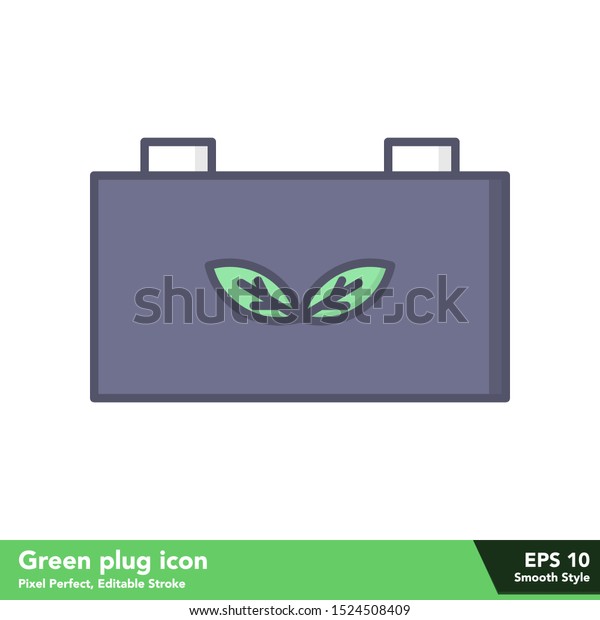 Green battery icon in smooth style, with\
pixel perfect and editable stroke eps\
10