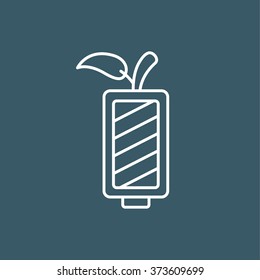 Green Battery and Green leaf. Eco Concept