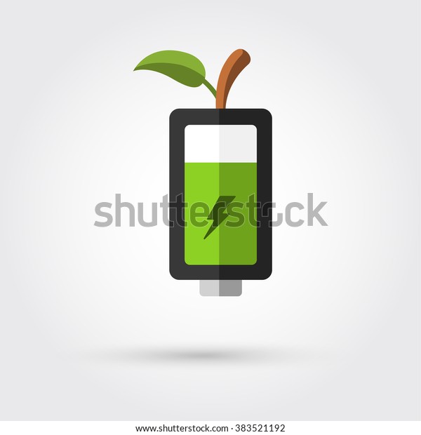 Green Battery and\
Green leaf. Eco Concept