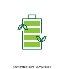 batería verde con diseño de logotipo de línea de hoja ilustración ilustración vectorial 