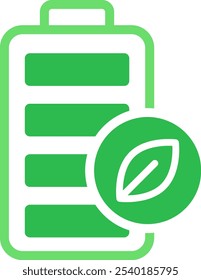 green battery sustainability icon illustration